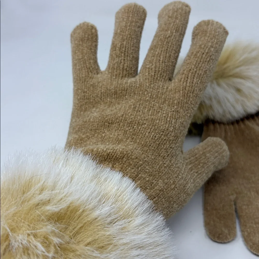 Smart Touch Fabric Gloves RN 86183 Women's Fur Cuff Stretchy Gloves size OS